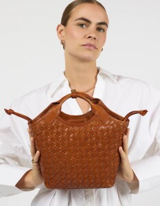O My Bag Handtasche Mara Midi Cognac Woven Classic