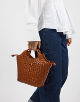 O My Bag Handtasche Mara Midi Cognac Woven Classic