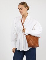 O My Bag Handtasche Mara Midi Cognac Woven Classic
