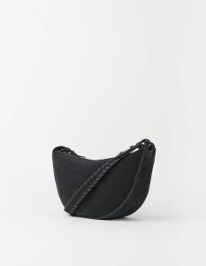 O My Bag Damen Handtasche LEO Crossbody Strap Black Suede