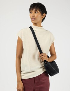 O My Bag Damen Handtasche LEO Crossbody Strap Black Suede