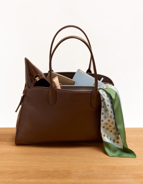 O My Bag Damen Handtasche Alma 13/14" Chocolate Soft Grain