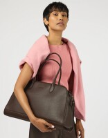 O My Bag Damen Handtasche Alma 13/14" Chocolate Soft Grain