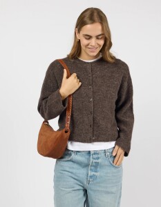 O My Bag Damen Handtasche LEO midi Crossbody Strap Cognac Suede
