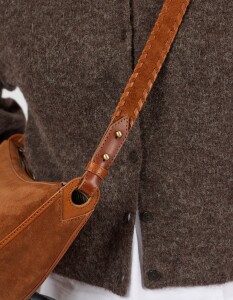 O My Bag Damen Handtasche LEO midi Crossbody Strap Cognac Suede