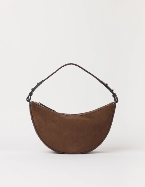 O My Bag Damen Handtasche LEO midi Crossbody Strap Chocolate Suede