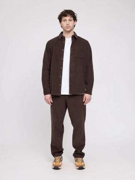 Mazine Herren Hemd Pocket Corduroy black coffee