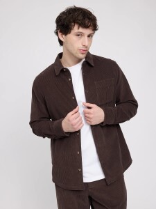 Mazine Herren Hemd Pocket Corduroy black coffee