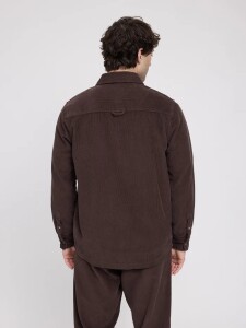Mazine Herren Hemd Pocket Corduroy black coffee