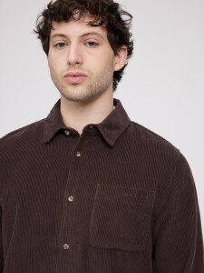 Mazine Herren Hemd Pocket Corduroy black coffee
