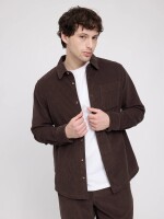 Mazine Herren Hemd Pocket Corduroy black coffee