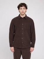 Mazine Herren Hemd Pocket Corduroy black coffee