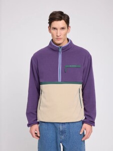 Mazine Herren Jacke Color Block Fleece Half-Zip purple...