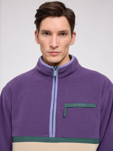 Mazine Herren Jacke Color Block Fleece Half-Zip purple indigo/light taupe