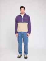 Mazine Herren Jacke Color Block Fleece Half-Zip purple indigo/light taupe