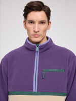 Mazine Herren Jacke Color Block Fleece Half-Zip purple indigo/light taupe