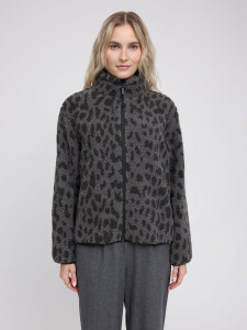 Mazine Damen Jacke Printed Teddy-Fleece grey printed