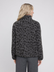 Mazine Damen Jacke Printed Teddy-Fleece grey printed