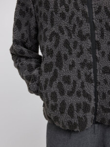 Mazine Damen Jacke Printed Teddy-Fleece grey printed