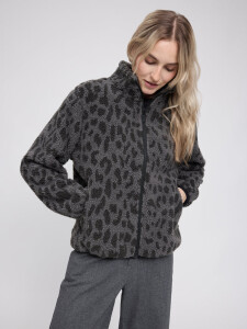 Mazine Damen Jacke Printed Teddy-Fleece grey printed
