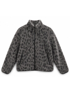 Mazine Damen Jacke Printed Teddy-Fleece grey printed