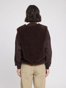 Mazine Damen Weste Faux-Fur Vest black coffee