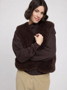 Mazine Damen Weste Faux-Fur Vest black coffee