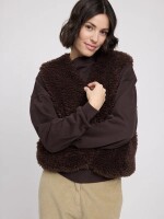 Mazine Damen Weste Faux-Fur Vest black coffee