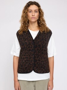 Mazine Damen Weste Printed Teddy-Fleece Vest chocolate...