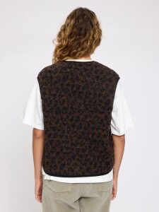 Mazine Damen Weste Printed Teddy-Fleece Vest chocolate...