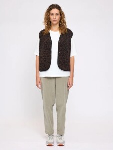 Mazine Damen Weste Printed Teddy-Fleece Vest chocolate brown/printed