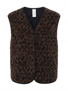 Mazine Damen Weste Printed Teddy-Fleece Vest chocolate brown/printed