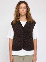 Mazine Damen Weste Printed Teddy-Fleece Vest chocolate brown/printed