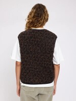 Mazine Damen Weste Printed Teddy-Fleece Vest chocolate brown/printed