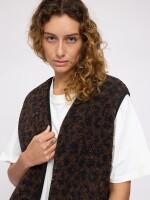 Mazine Damen Weste Printed Teddy-Fleece Vest chocolate brown/printed