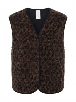 Mazine Damen Weste Printed Teddy-Fleece Vest chocolate brown/printed