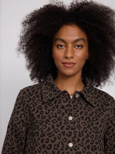 Mazine Damen Jacke Printed Denim Jacket chocolate brown/printed