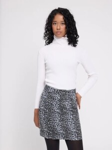 Mazine Damen Rock printed mini denim grey/printed
