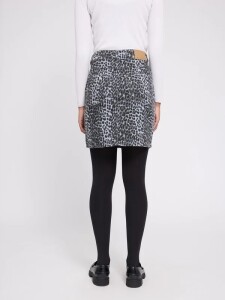 Mazine Damen Rock printed mini denim grey/printed