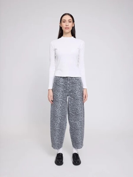 Mazine Damen Jeans Barrel Leg printed grey