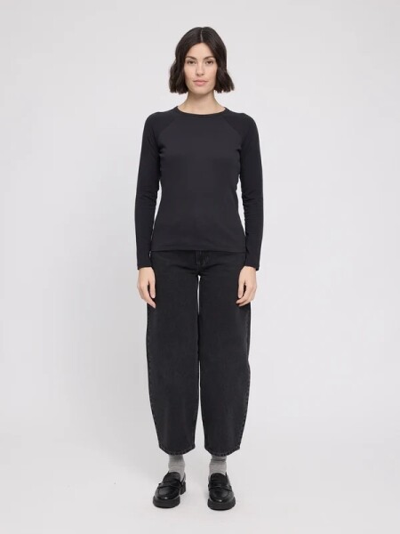 Mazine Damen Longsleeve Fabric Mix Black