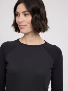 Mazine Damen Longsleeve Fabric Mix Black