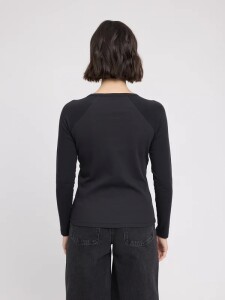 Mazine Damen Longsleeve Fabric Mix Black