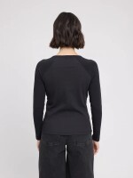 Mazine Damen Longsleeve Fabric Mix Black