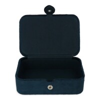 Phoenix Import Schmuck- / Tarotkästchen Samt dunkelblau mit Blumen