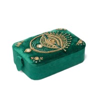 Phoenix Import Schmuck- / Tarotkästchen Samt grün mit Tarotauge