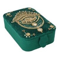 Phoenix Import Schmuck- / Tarotkästchen Samt grün mit Tarotauge