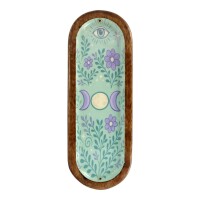 Phoenix Import Räucherhalter/Schälchen Mangoholz dreifacher Mond türkis