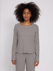 Mazine Damen Longsleeve Striped Rib Jersey black...