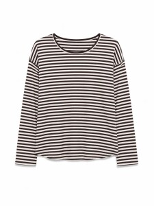 Mazine Damen Longsleeve Striped Rib Jersey black coffee/offwhite
